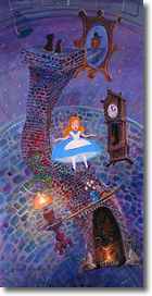 Original Painting, Alice Floating Into Wonderland by Harrison Ellenshaw